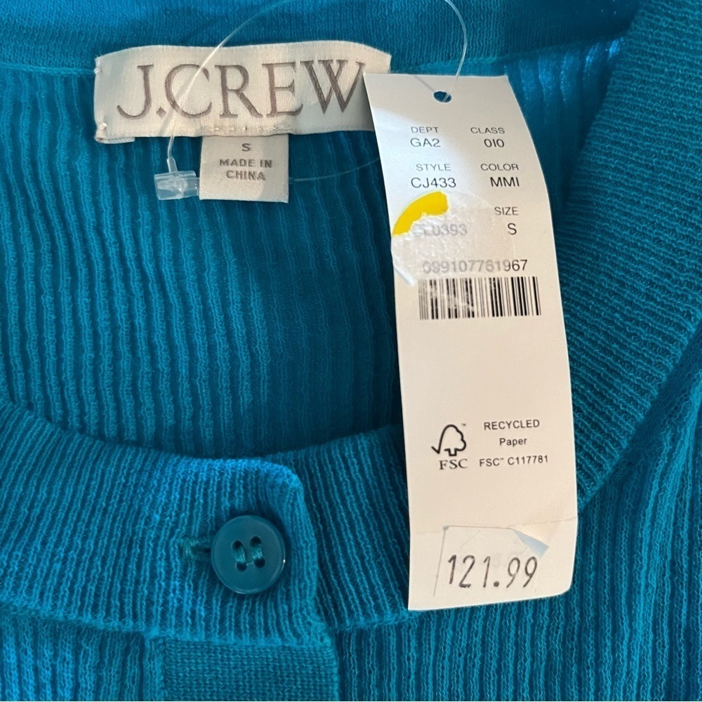 J. Crew Teal Ruffle Trim Cotton Gauze Cardigan small - Picture 5 of 10